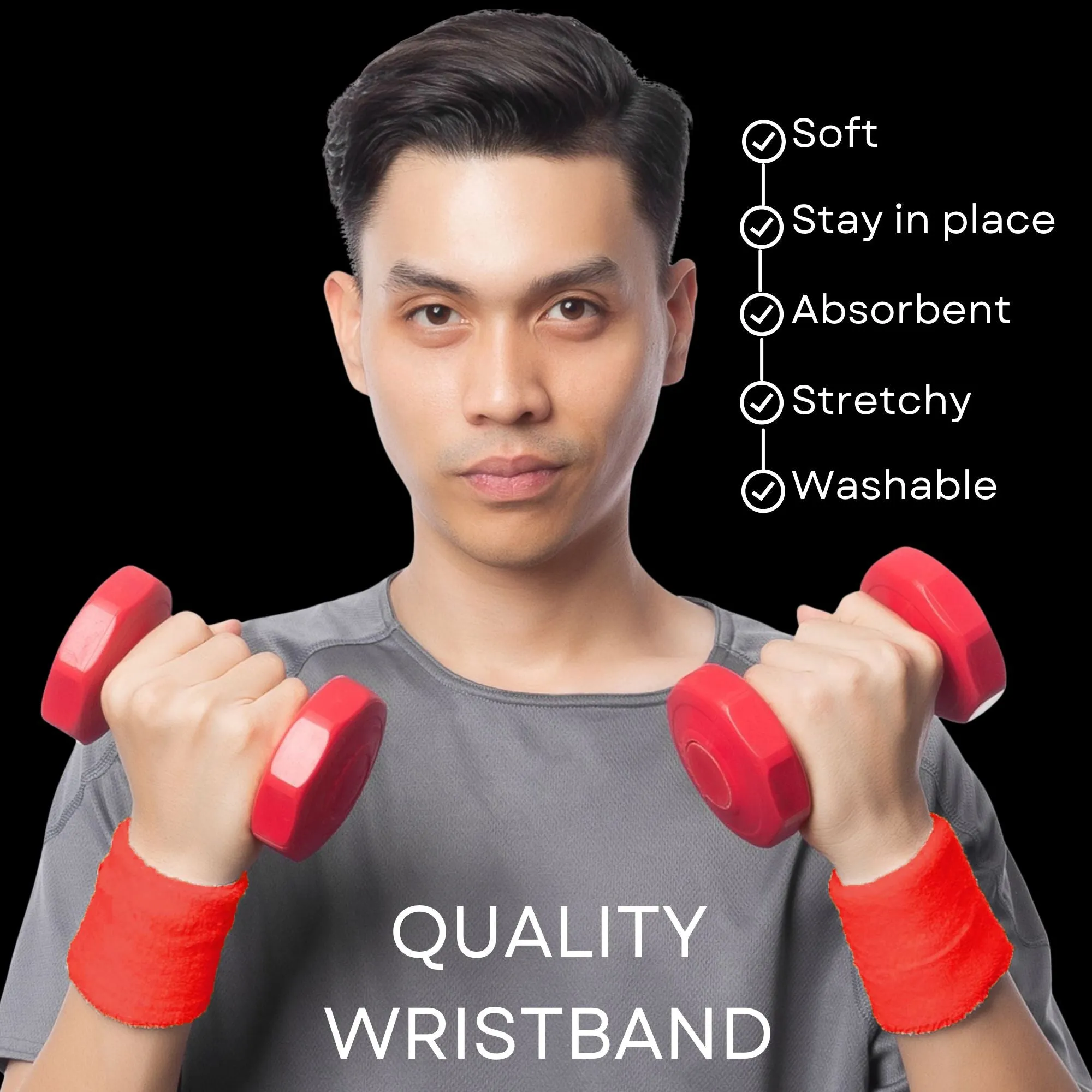 Red Wrist Sweatbands - 2 Pack