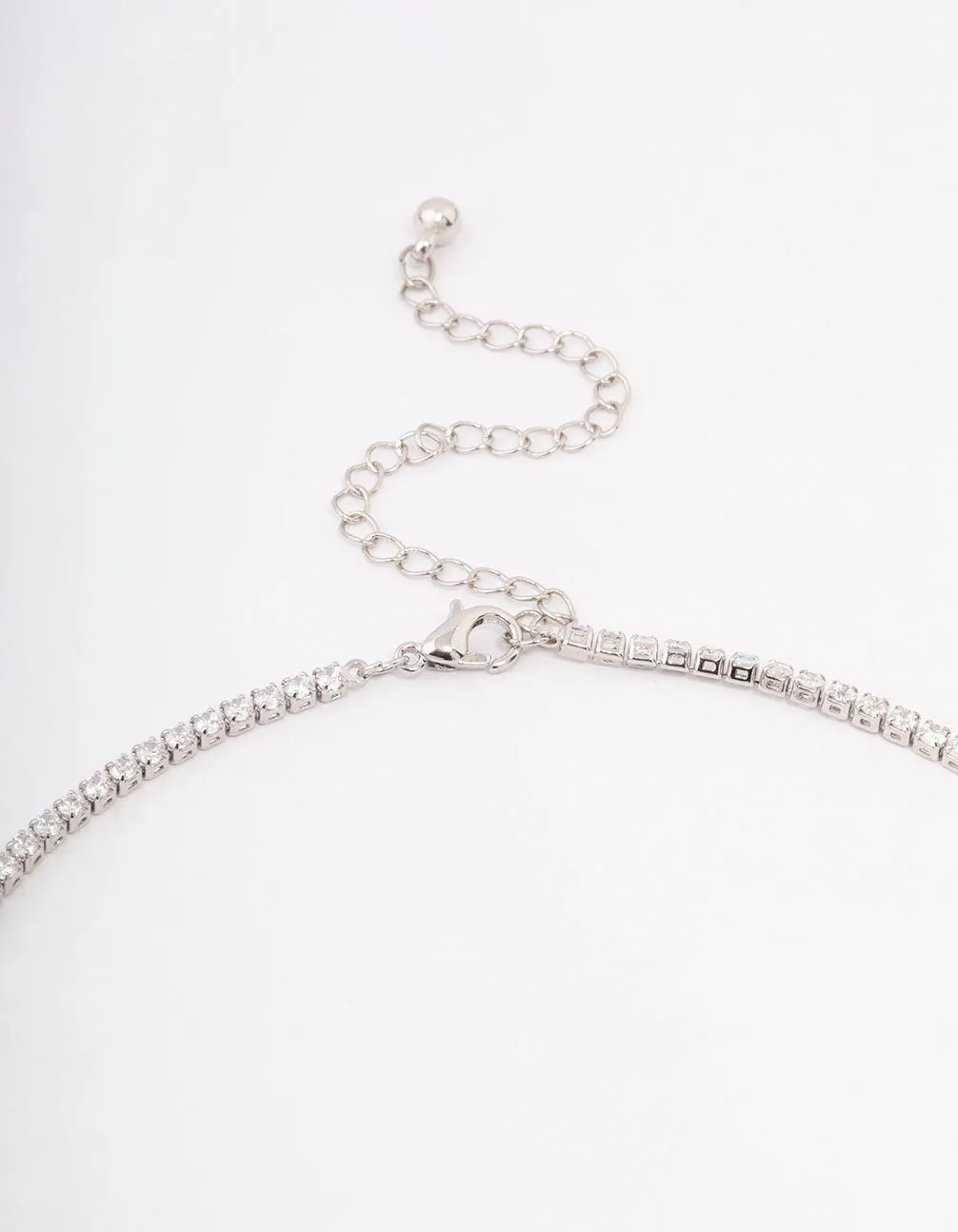 Rhodium Rose Diamante Pendant Necklace