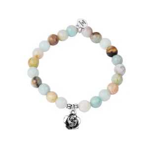 Rose | Stone Beaded Charm Bracelet | Amazonite