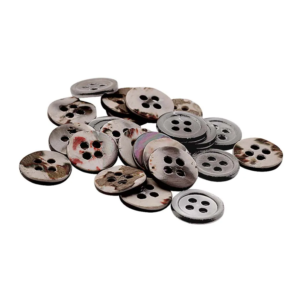 Round Rim Glossy 4 Hole Natural Grey Shirt Buttons