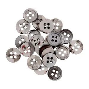 Round Rim Glossy 4 Hole Natural Grey Shirt Buttons