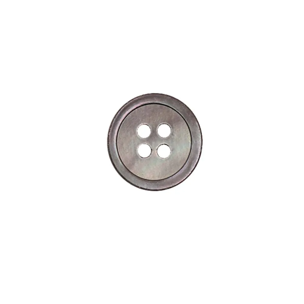 Round Rim Glossy Four Hole Natural Light Grey Shirt Buttons