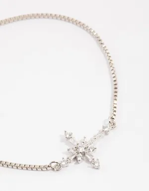 Silver Cubic Zirconia Decorated Cross Toggle Bracelet