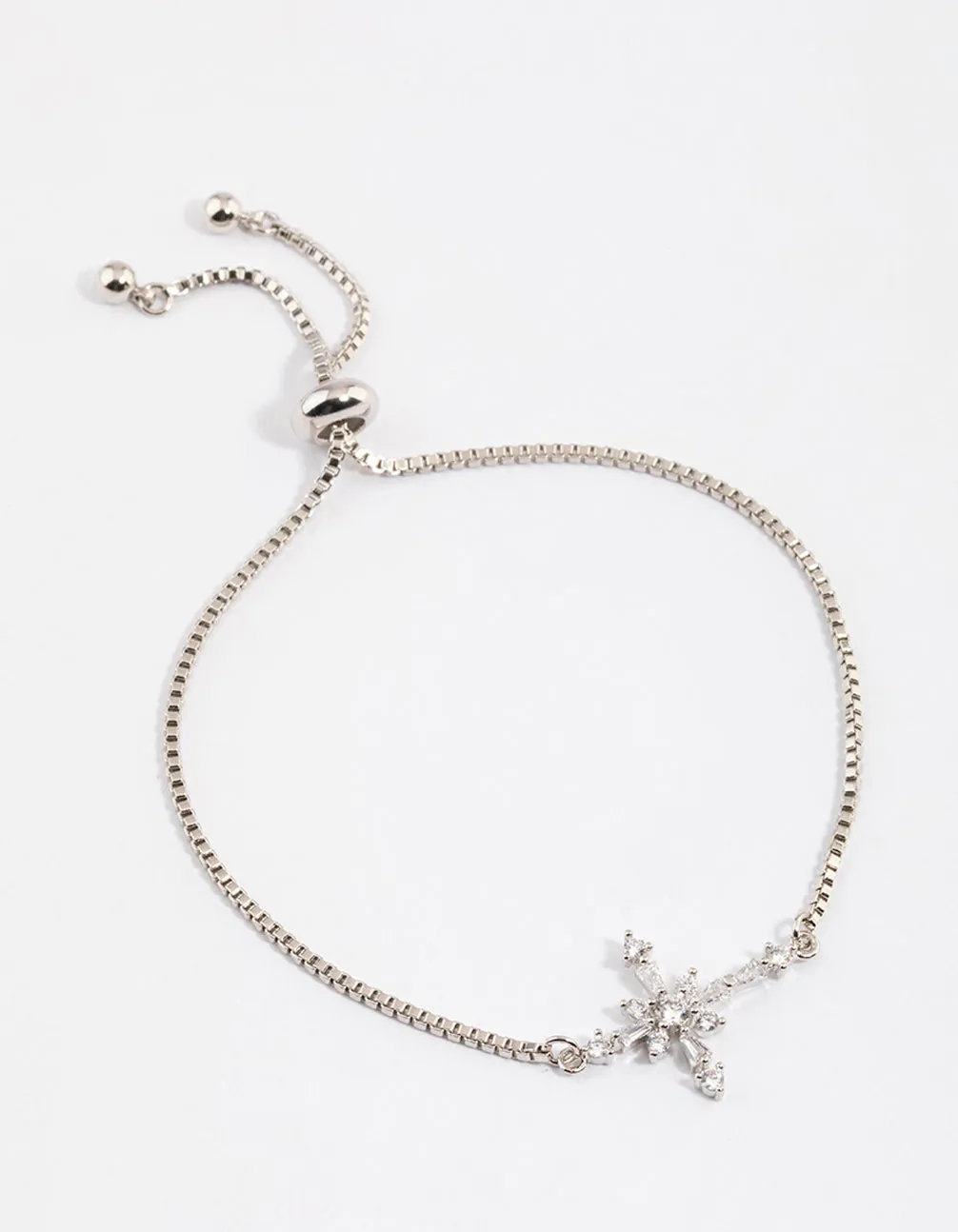 Silver Cubic Zirconia Decorated Cross Toggle Bracelet