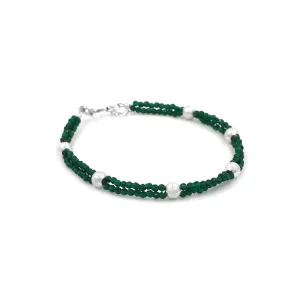 Silver Green and Silver Beads Bracelet for Boys