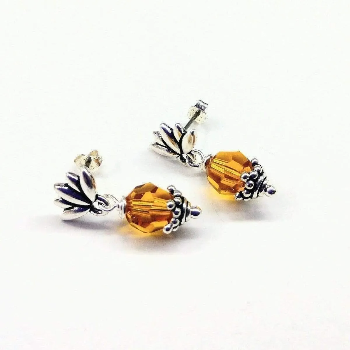 Sterling Silver Crystal Pineapple Studded Earrings