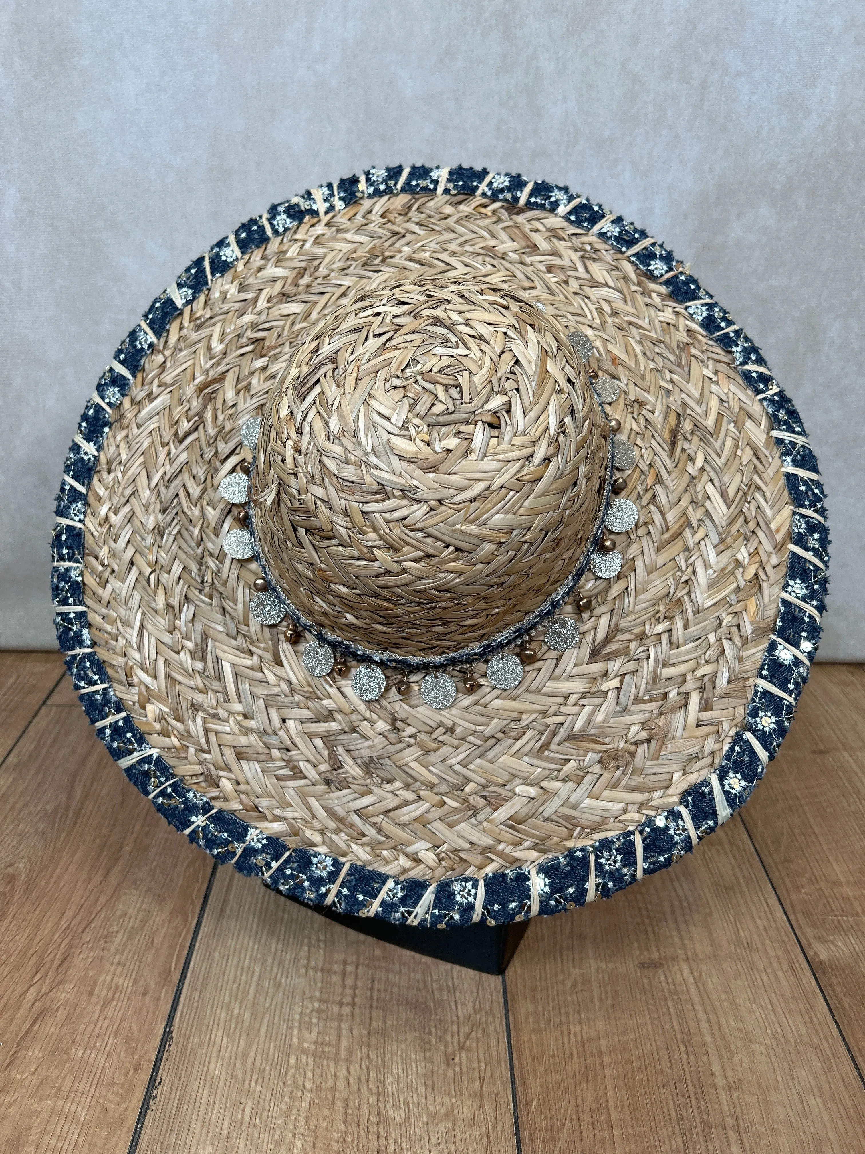 Straw Denim Summer Hat