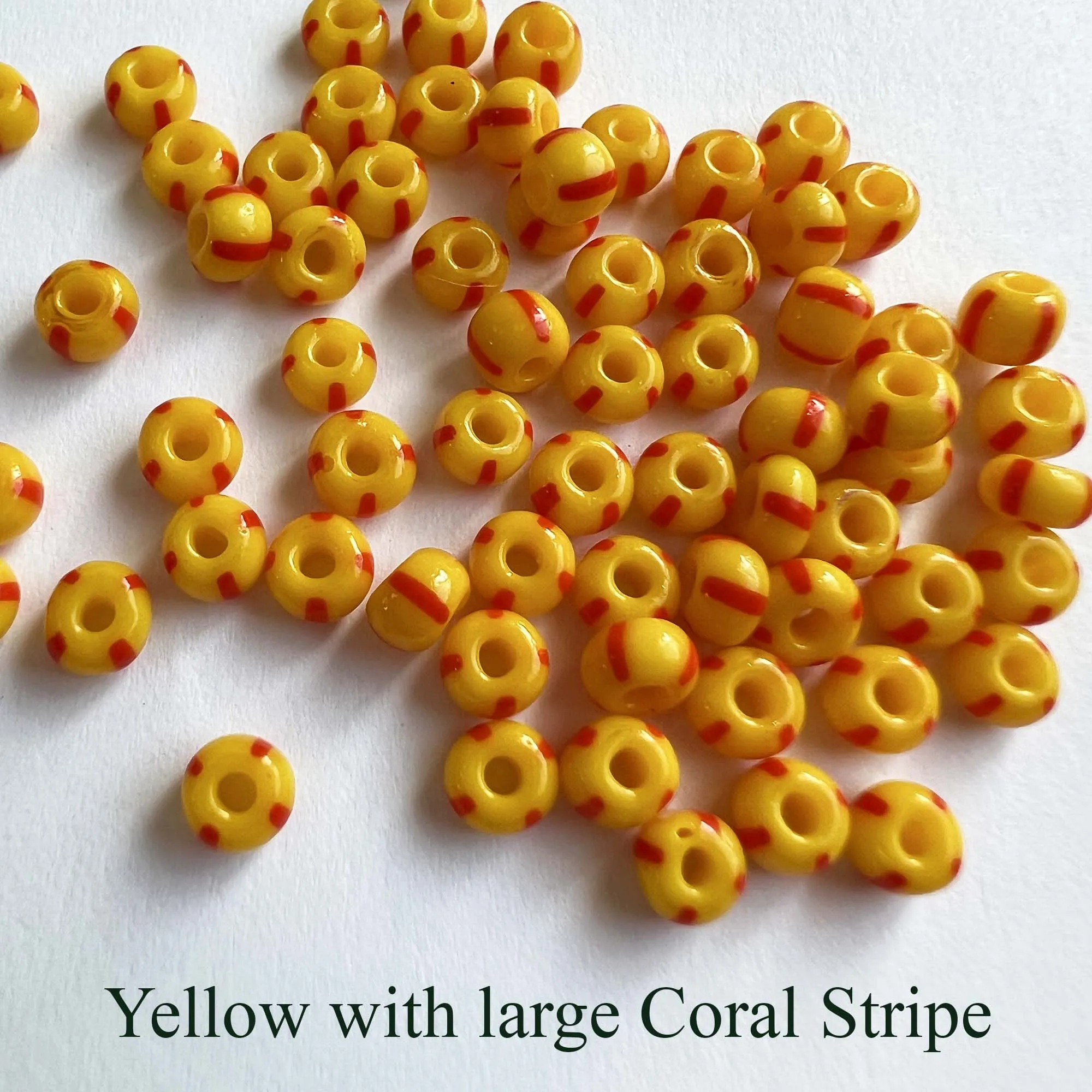 Striped Seed Beads 6/0  Large Stripe 20 gm Choose Color