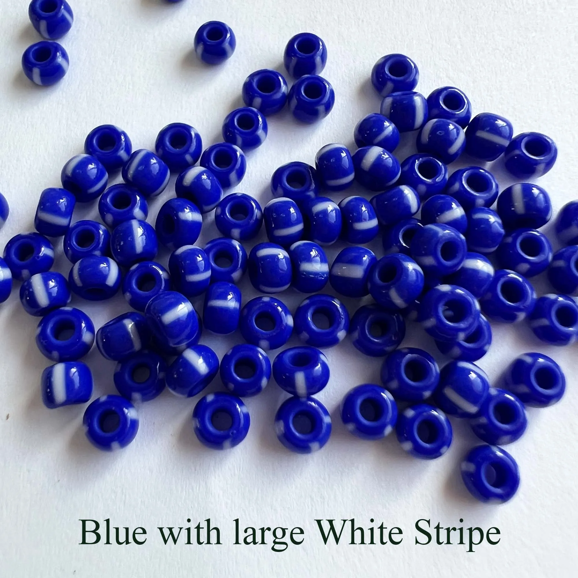 Striped Seed Beads 6/0  Large Stripe 20 gm Choose Color