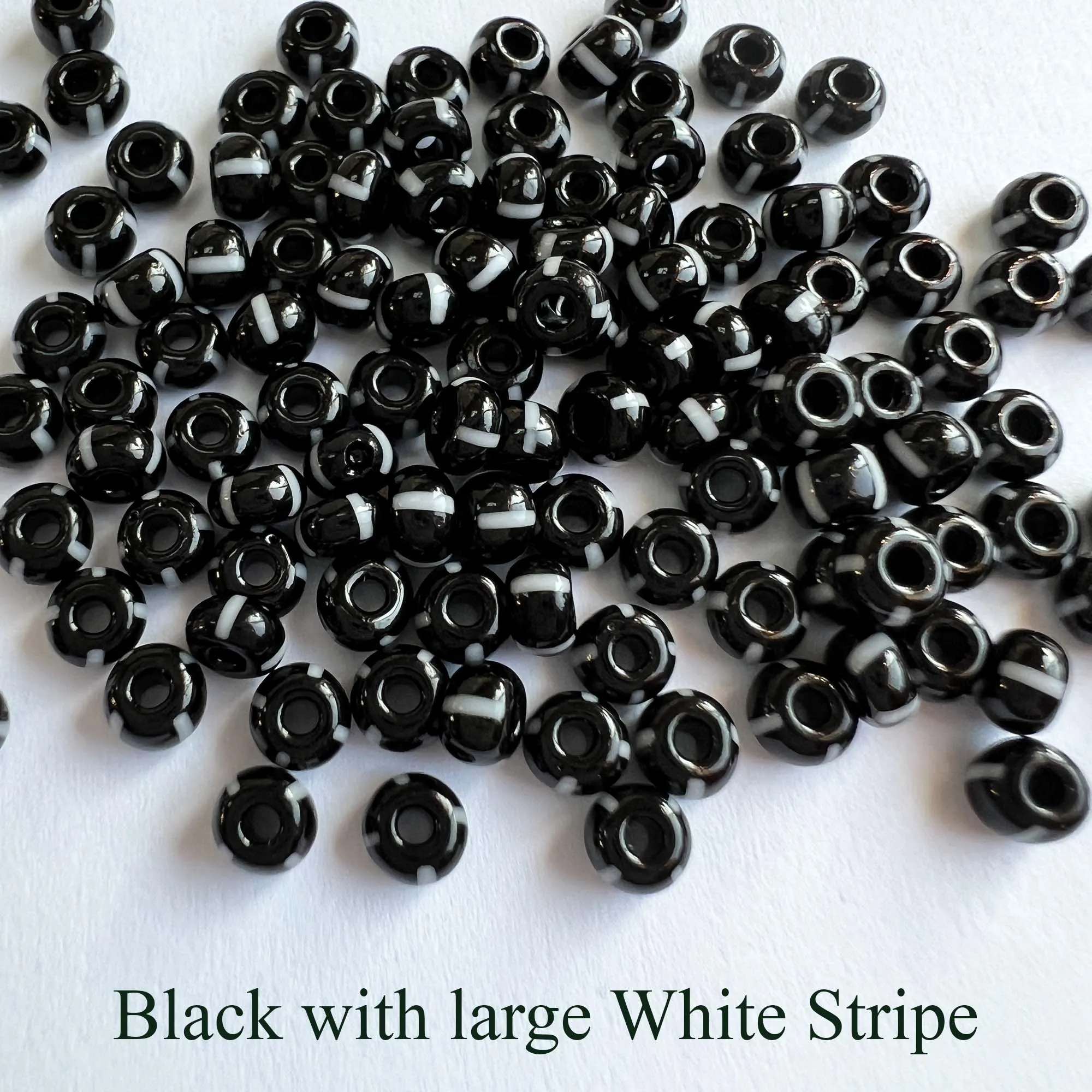 Striped Seed Beads 6/0  Large Stripe 20 gm Choose Color