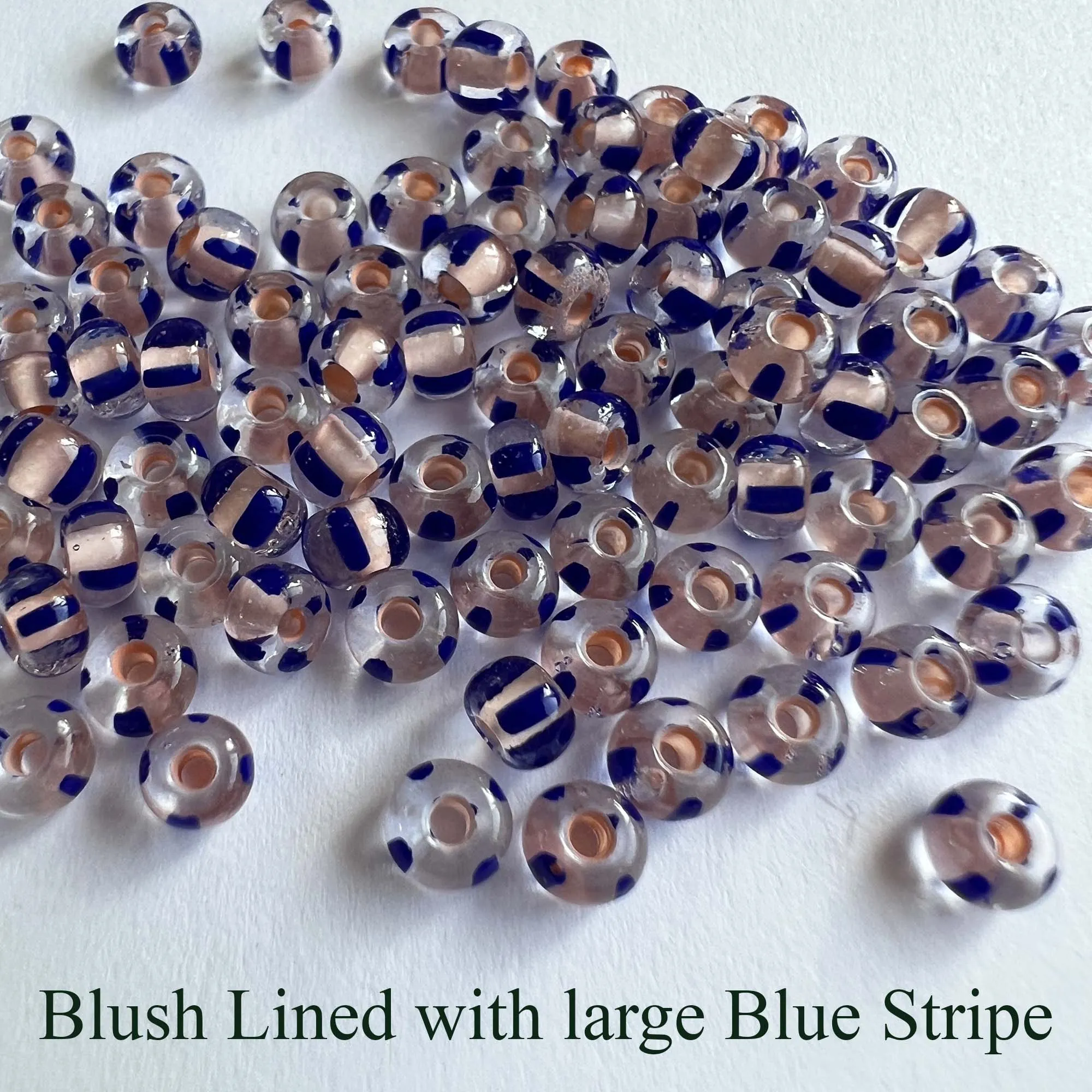 Striped Seed Beads 6/0  Large Stripe 20 gm Choose Color