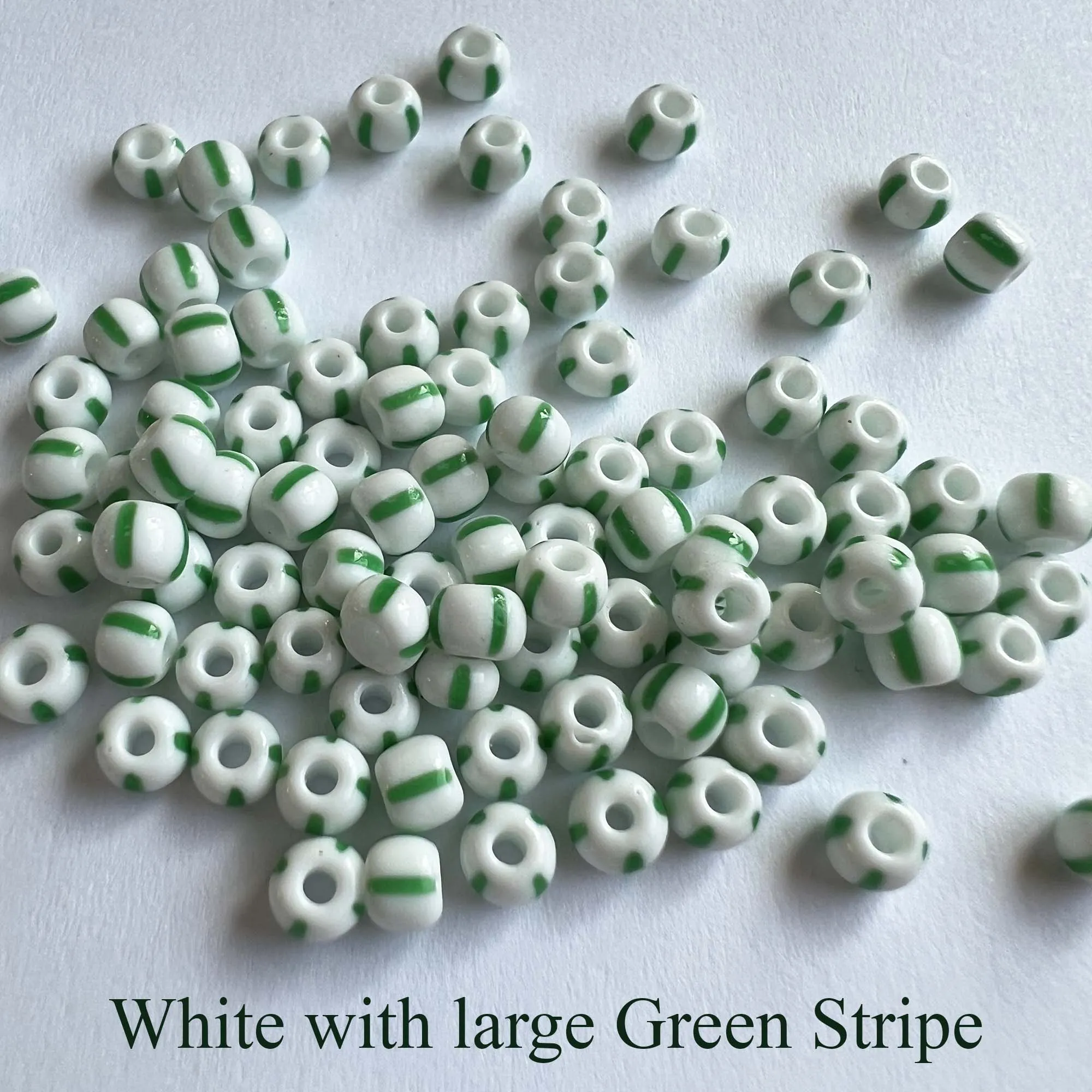 Striped Seed Beads 6/0  Large Stripe 20 gm Choose Color