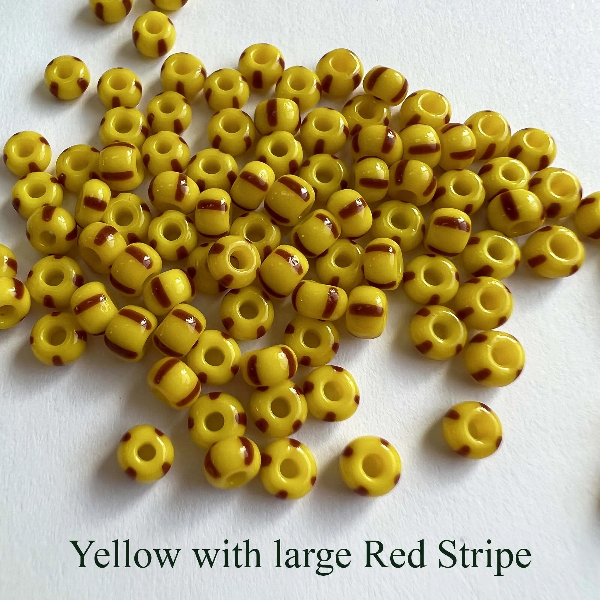 Striped Seed Beads 6/0  Large Stripe 20 gm Choose Color