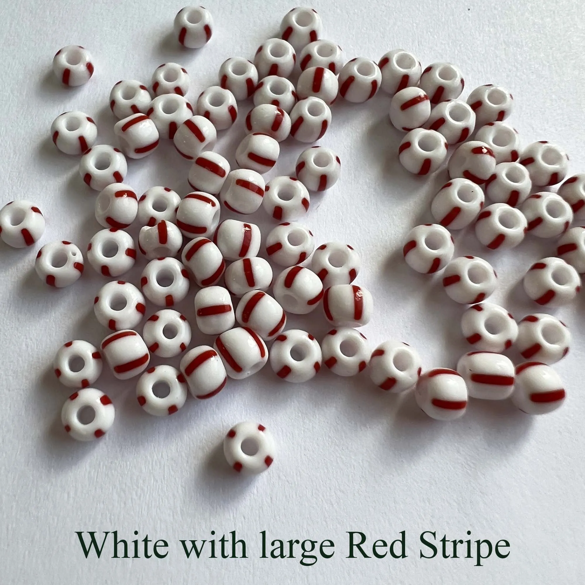 Striped Seed Beads 6/0  Large Stripe 20 gm Choose Color