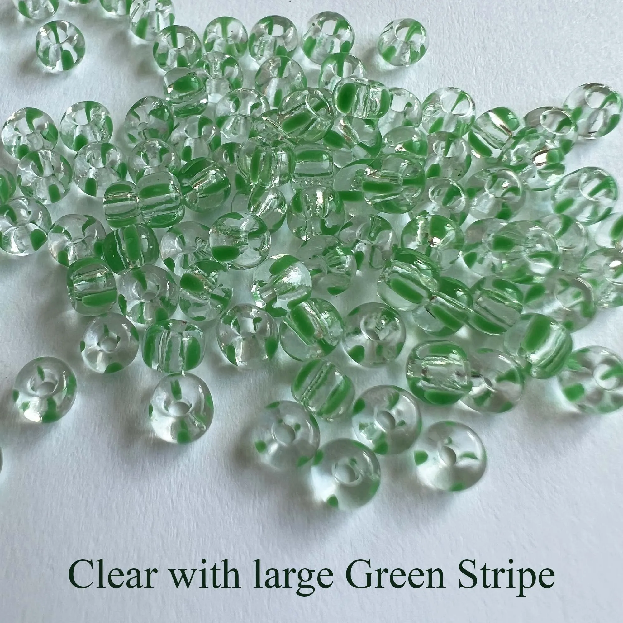 Striped Seed Beads 6/0  Large Stripe 20 gm Choose Color