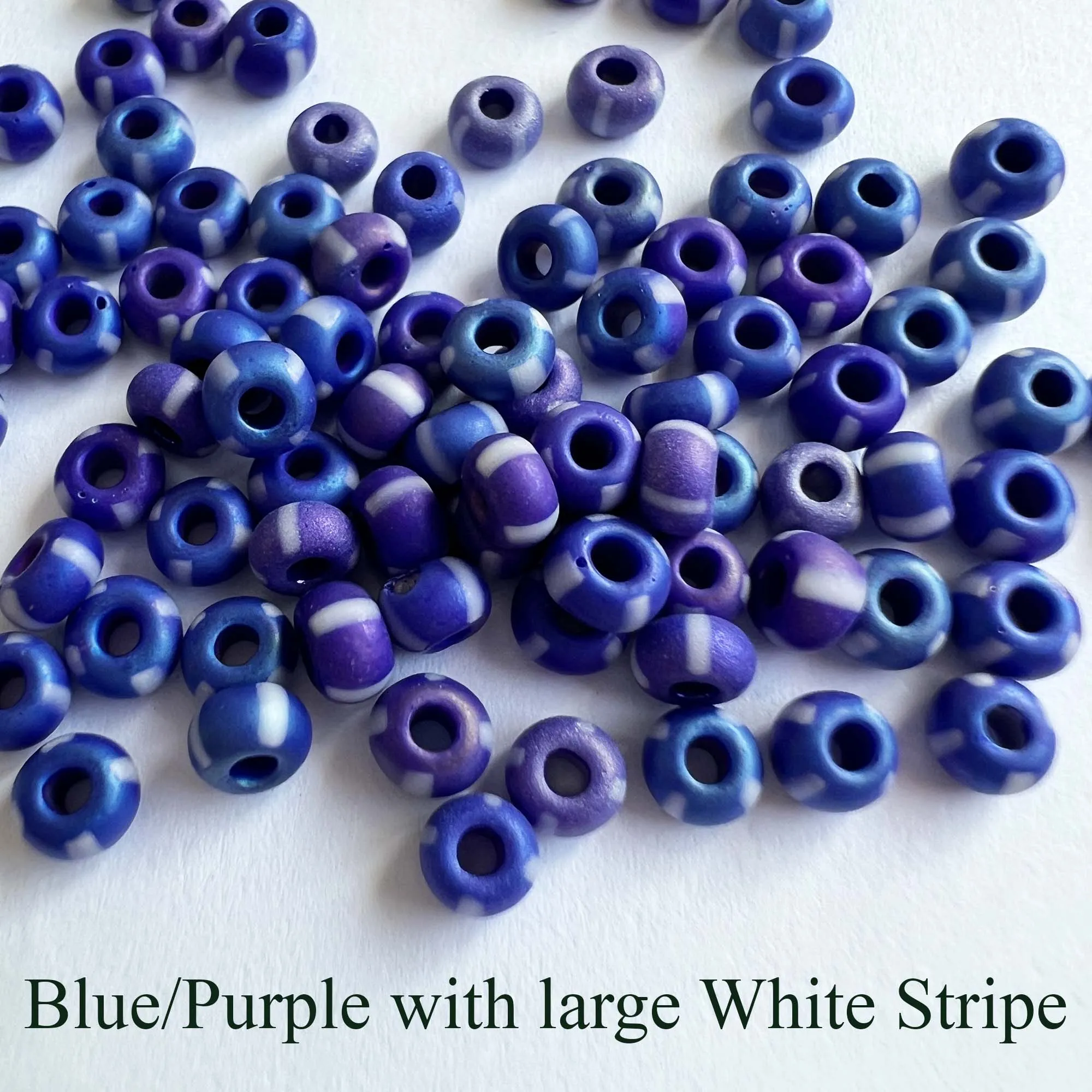 Striped Seed Beads 6/0  Large Stripe 20 gm Choose Color