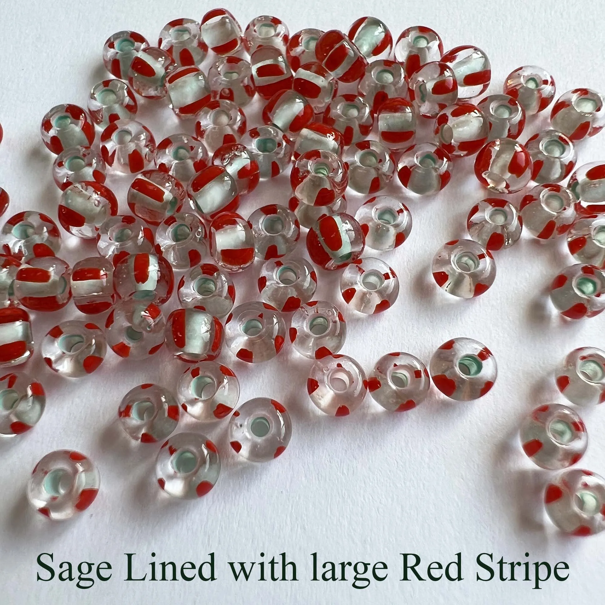 Striped Seed Beads 6/0  Large Stripe 20 gm Choose Color