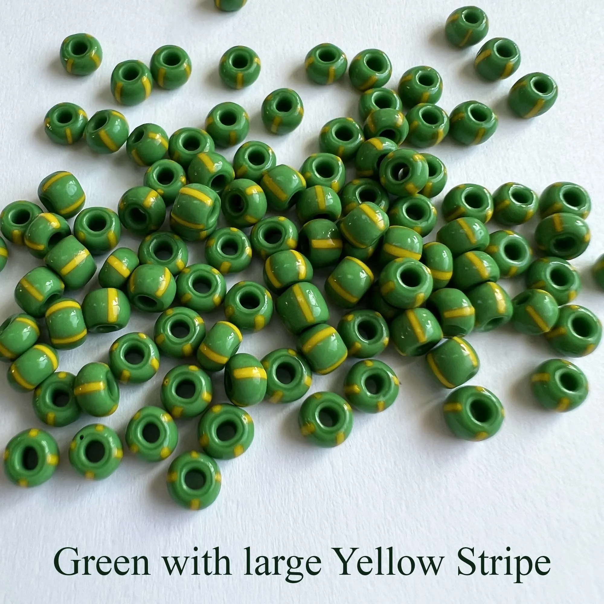 Striped Seed Beads 6/0  Large Stripe 20 gm Choose Color