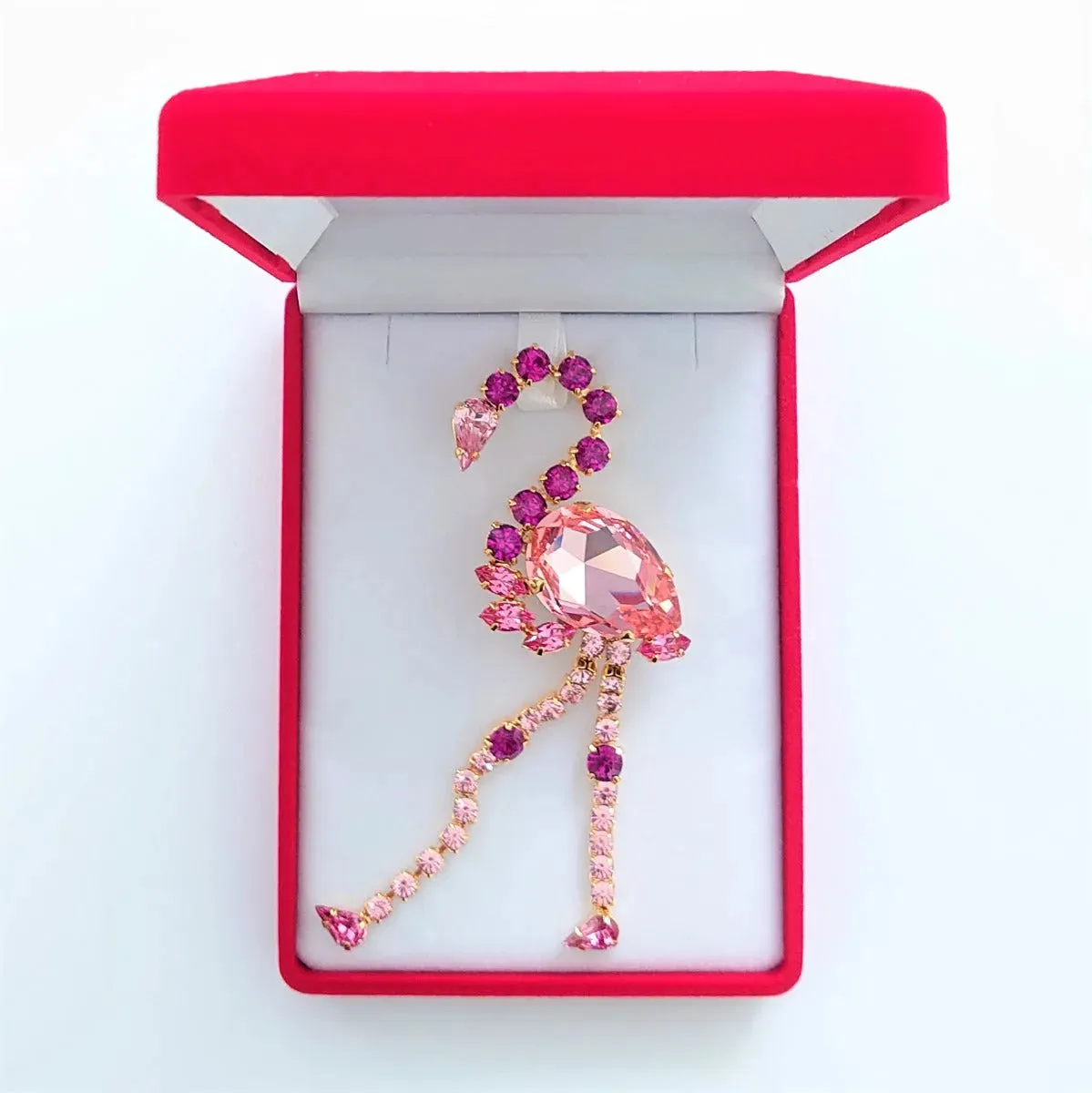 Swarovski Crystals Pink Flamingo Brooch