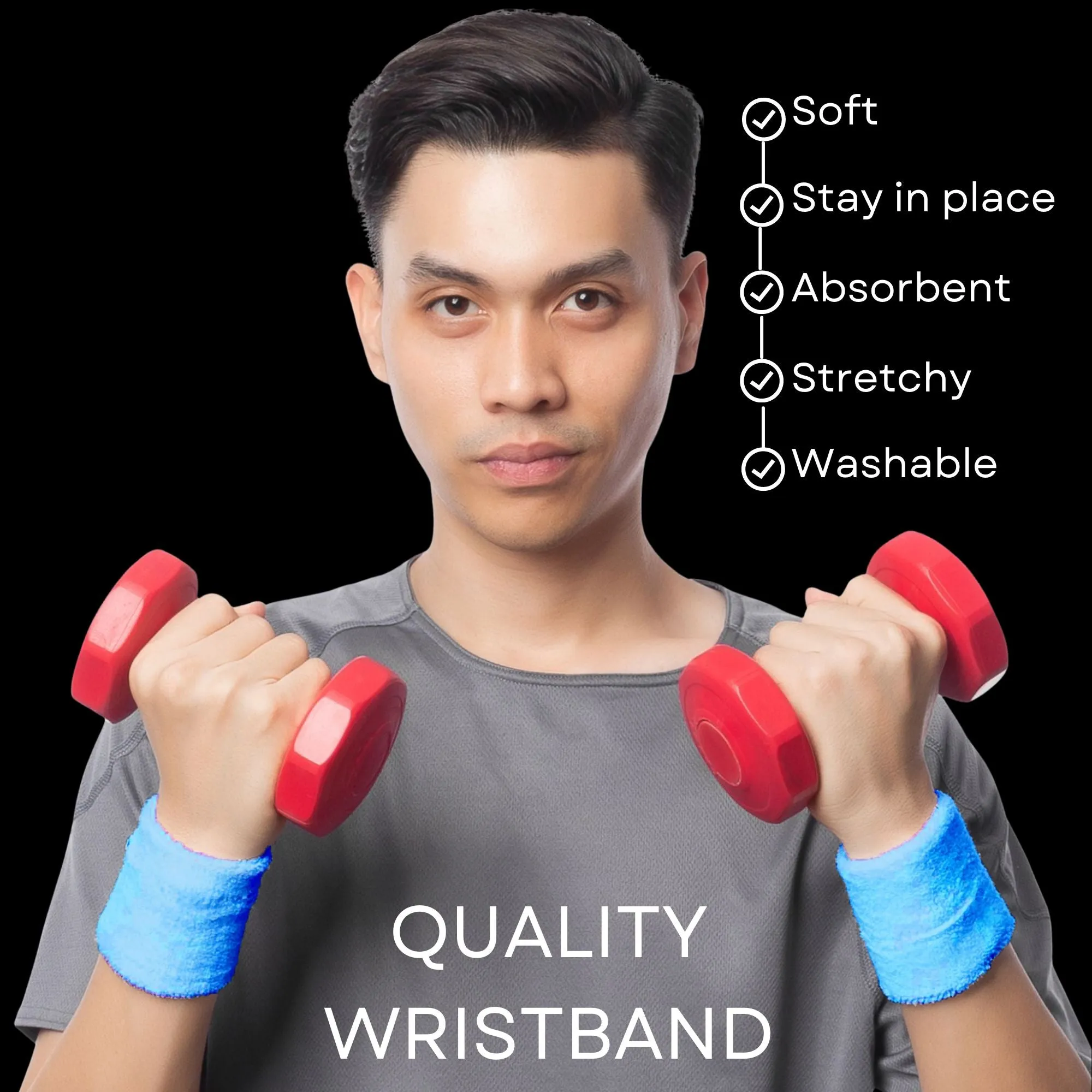 Teal Wrist Sweatbands - 2 Pack