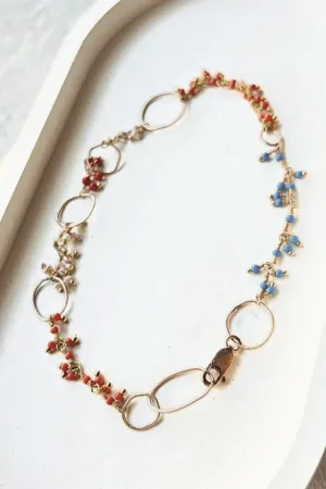 Turq   Coral   Pearl Anklet