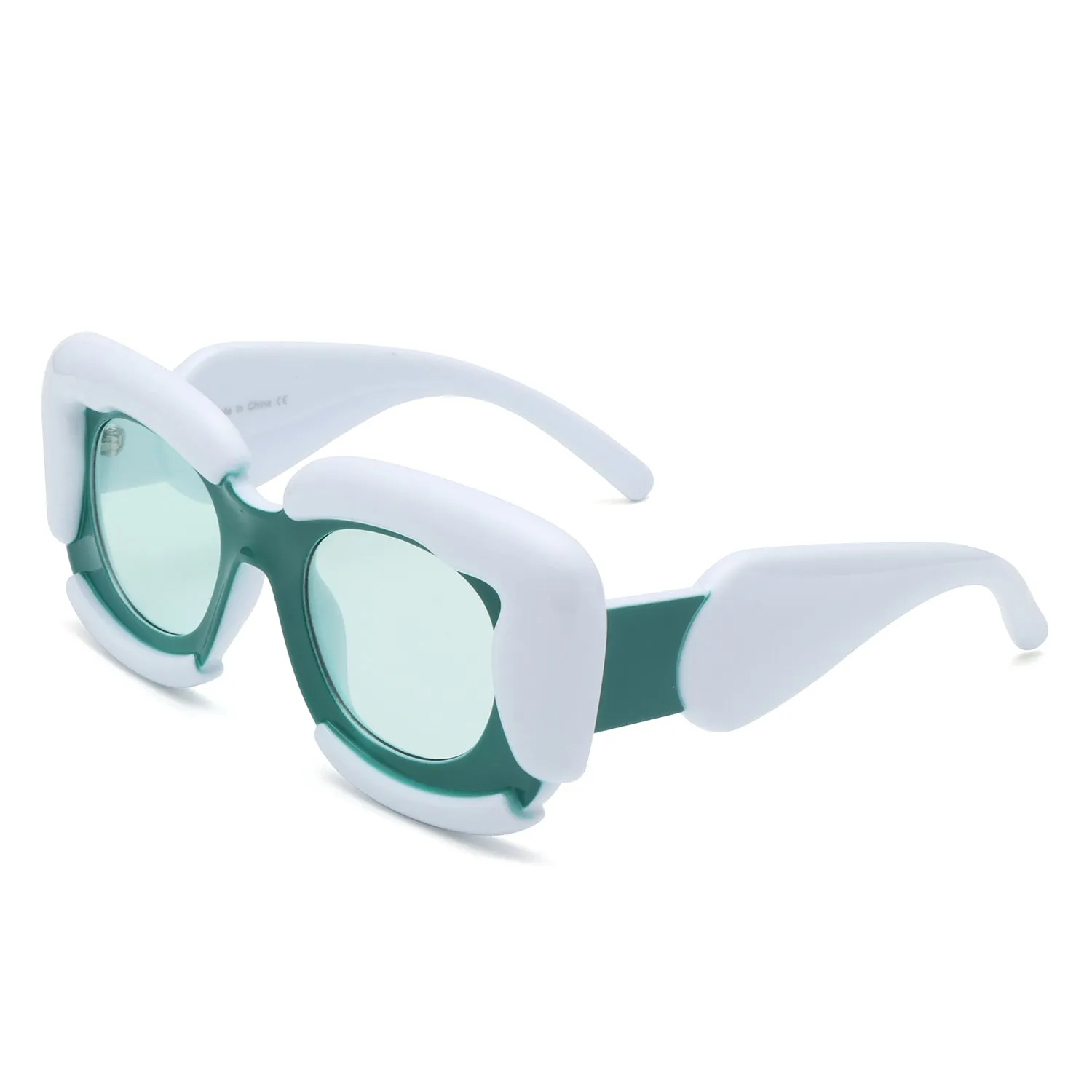 Twirl - Square Geometric Irregular Chunky Fashion Futuristic Sunglasses