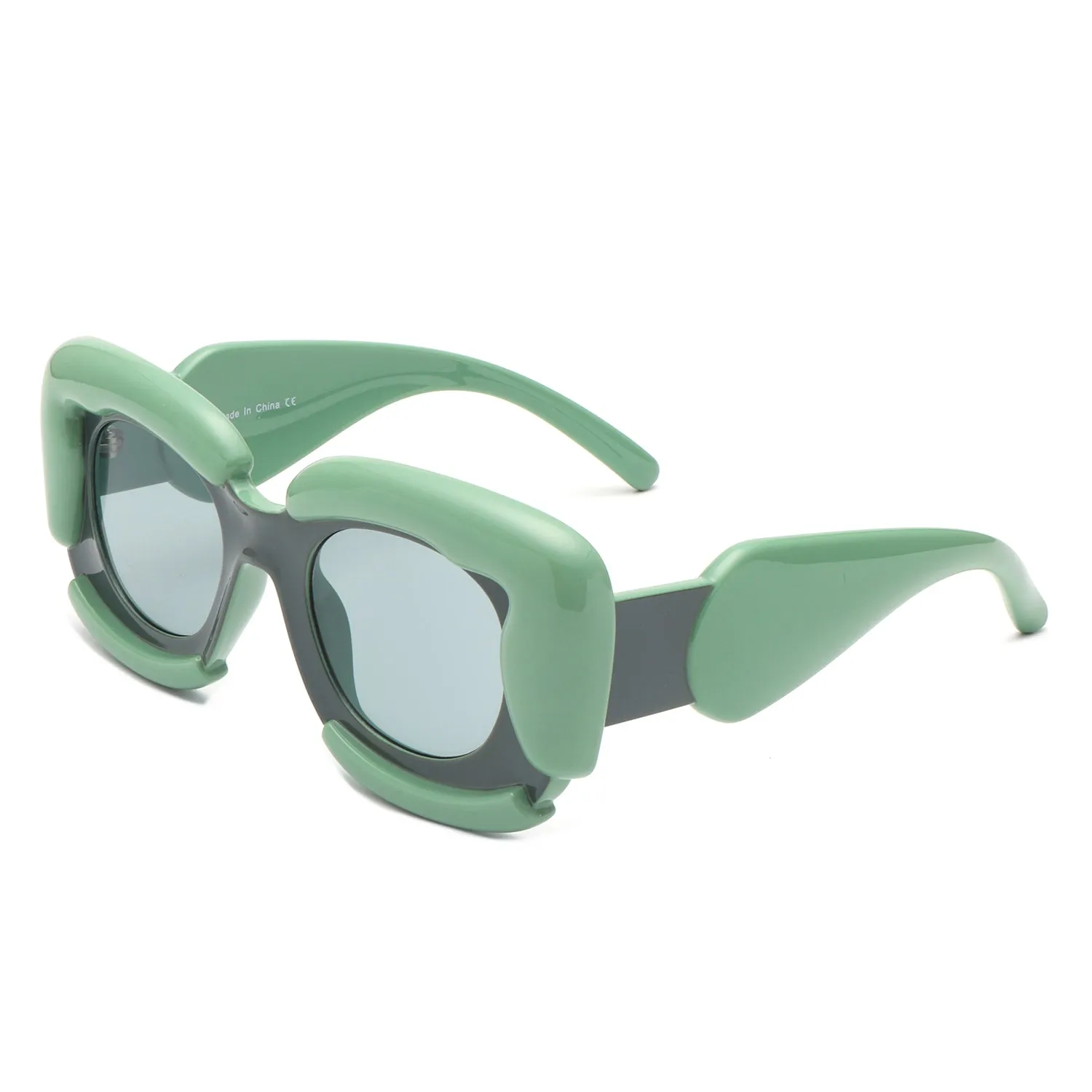 Twirl - Square Geometric Irregular Chunky Fashion Futuristic Sunglasses