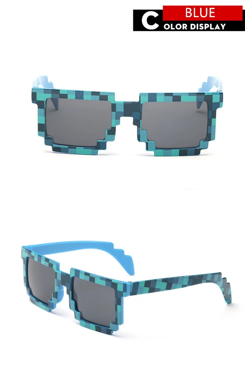 Vintage Stylish Pixel Pattern Square Sunglasses With Case For Unisex