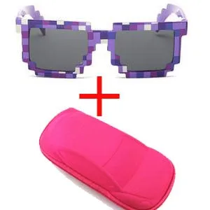 Vintage Stylish Pixel Pattern Square Sunglasses With Case For Unisex