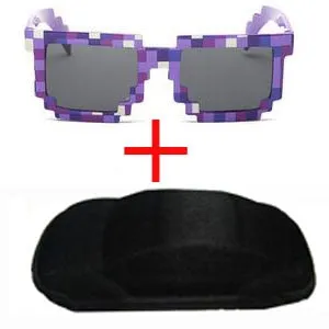 Vintage Stylish Pixel Pattern Square Sunglasses With Case For Unisex