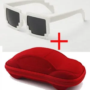 Vintage Stylish Pixel Pattern Square Sunglasses With Case For Unisex