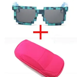 Vintage Stylish Pixel Pattern Square Sunglasses With Case For Unisex