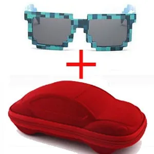 Vintage Stylish Pixel Pattern Square Sunglasses With Case For Unisex