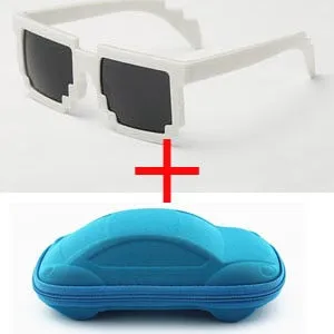 Vintage Stylish Pixel Pattern Square Sunglasses With Case For Unisex