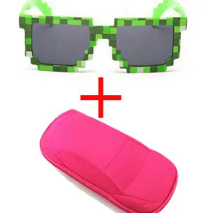 Vintage Stylish Pixel Pattern Square Sunglasses With Case For Unisex