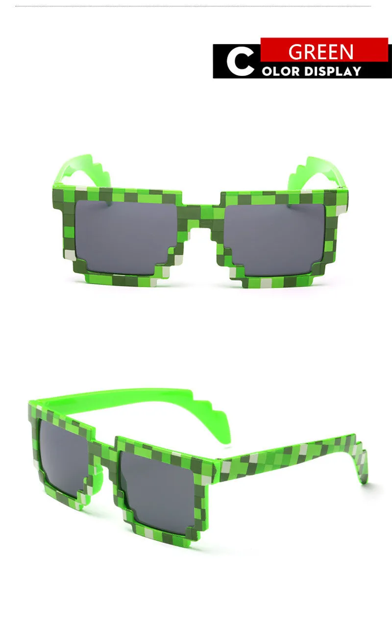 Vintage Stylish Pixel Pattern Square Sunglasses With Case For Unisex