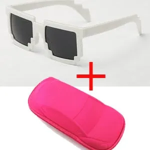 Vintage Stylish Pixel Pattern Square Sunglasses With Case For Unisex