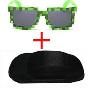 Vintage Stylish Pixel Pattern Square Sunglasses With Case For Unisex