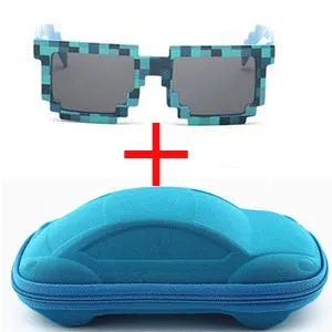 Vintage Stylish Pixel Pattern Square Sunglasses With Case For Unisex