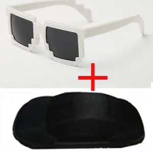 Vintage Stylish Pixel Pattern Square Sunglasses With Case For Unisex