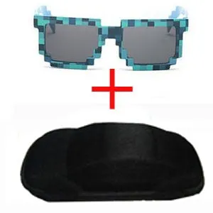 Vintage Stylish Pixel Pattern Square Sunglasses With Case For Unisex