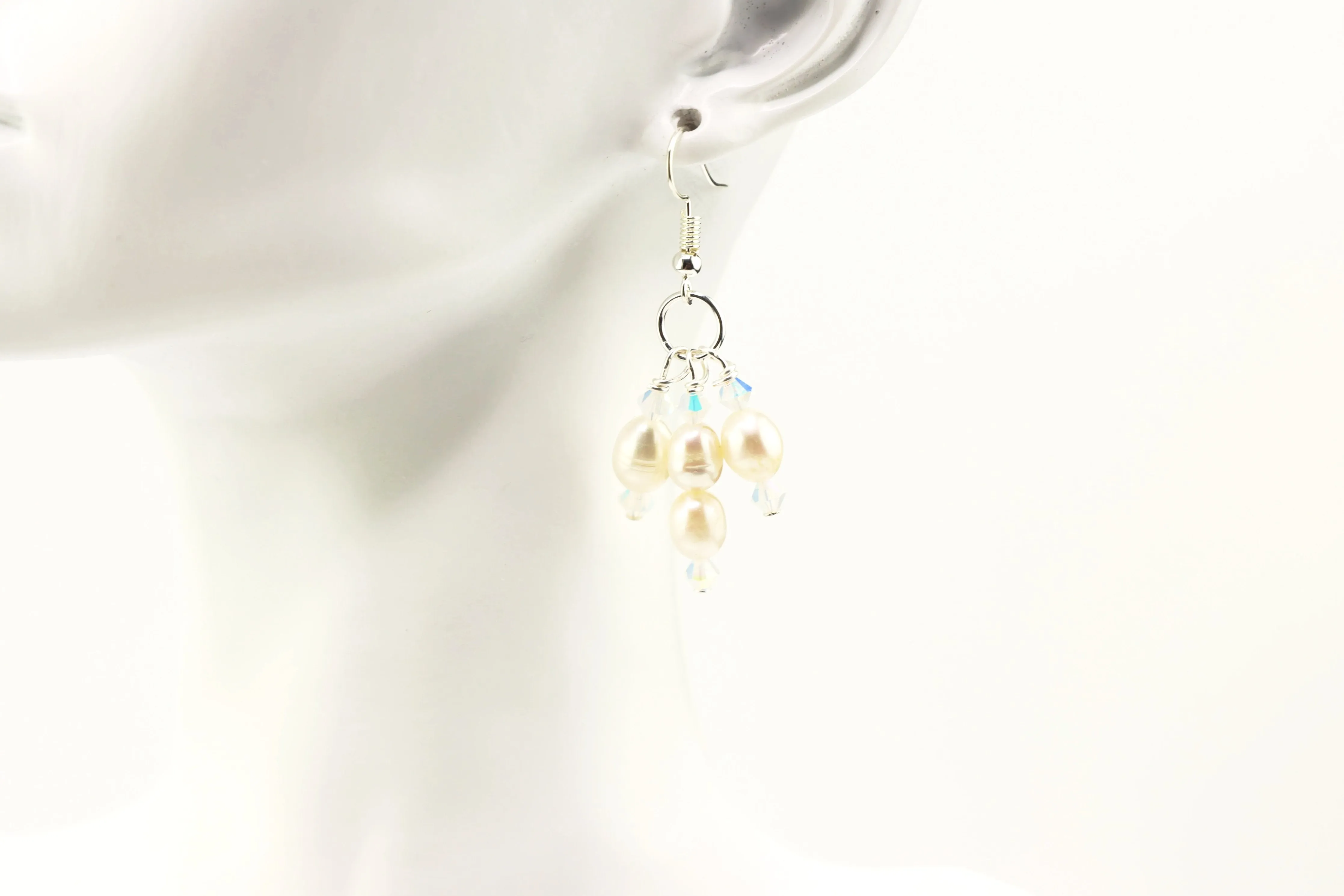 White Pearl Dangle Earrings