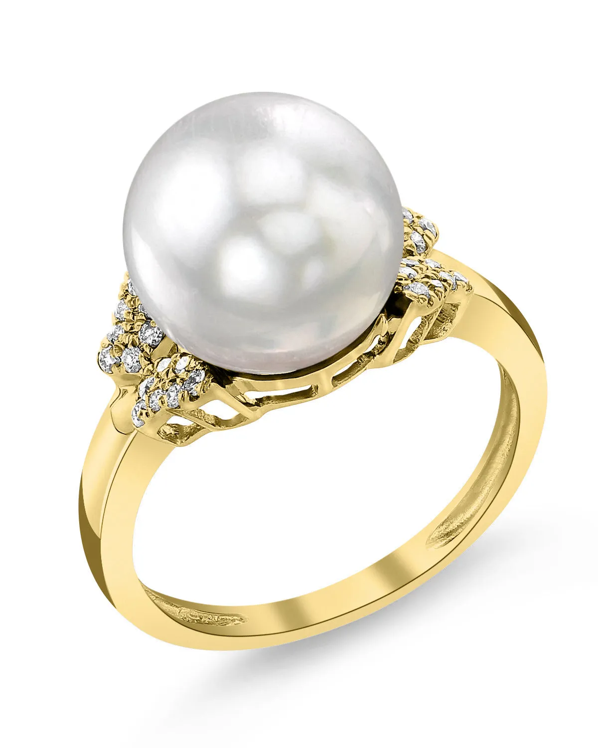 White South Sea Pearl & Diamond Papillon Ring