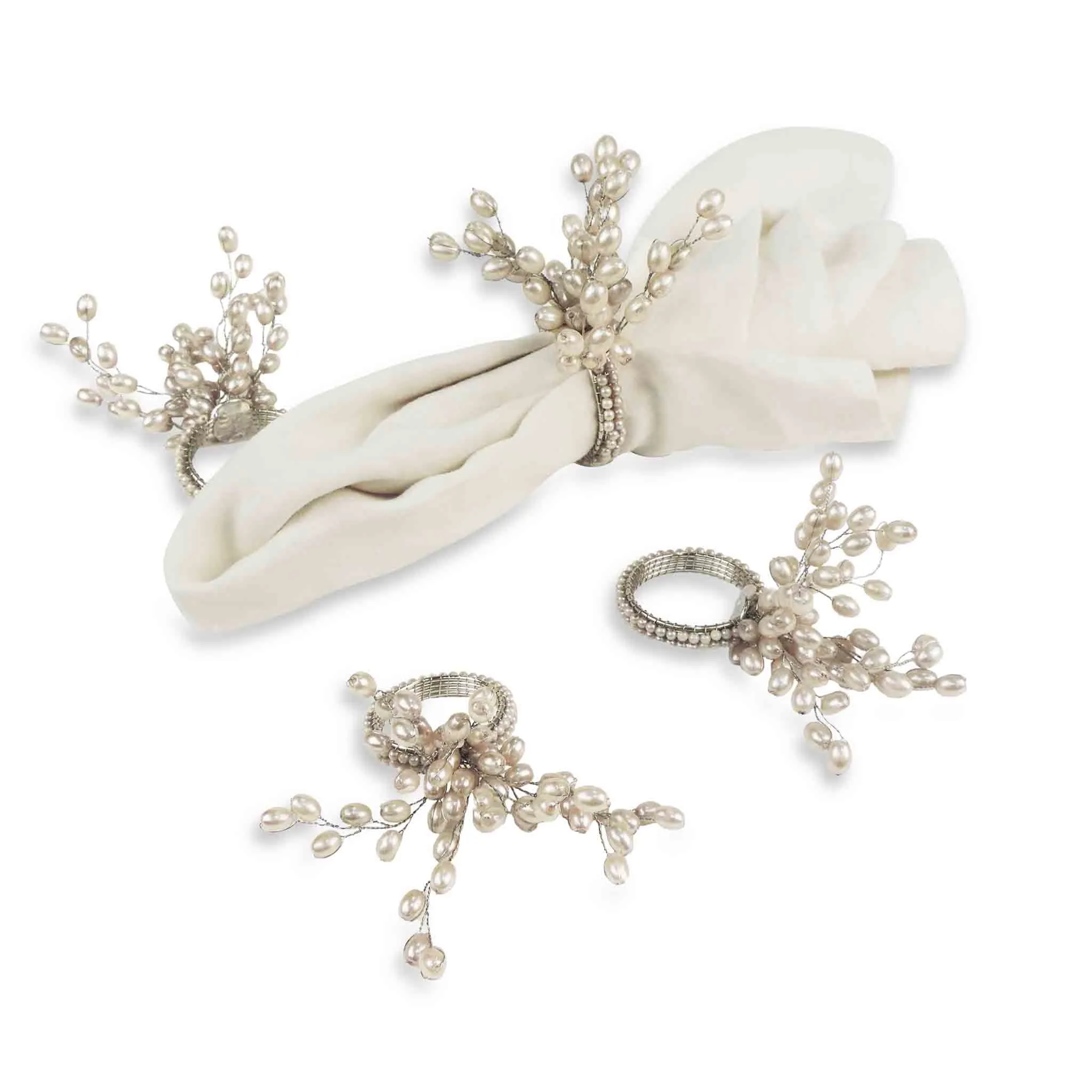 Willow Bud Napkin Ring in Grey, Set of 4